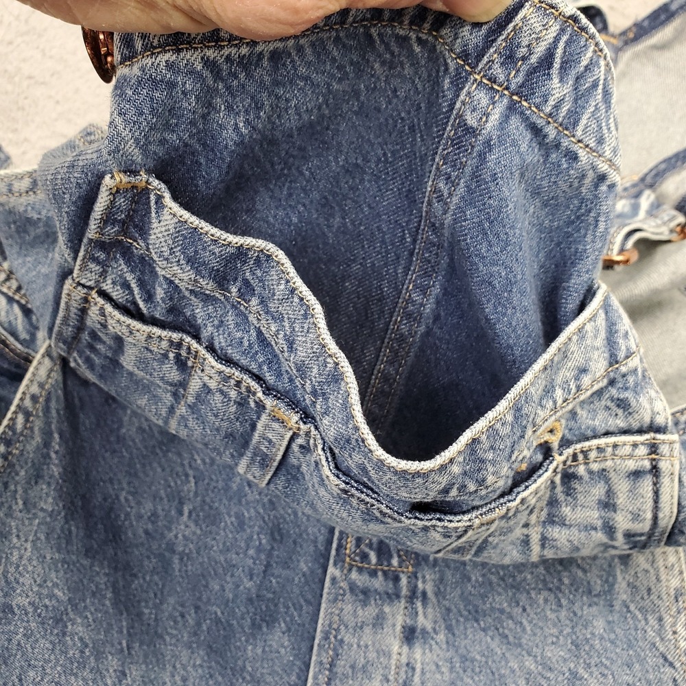 Gap Baggy Overalls Womens L Blue Ultrasoft Denim Light Wash Side Button Wide Leg - Picture 11 of 11